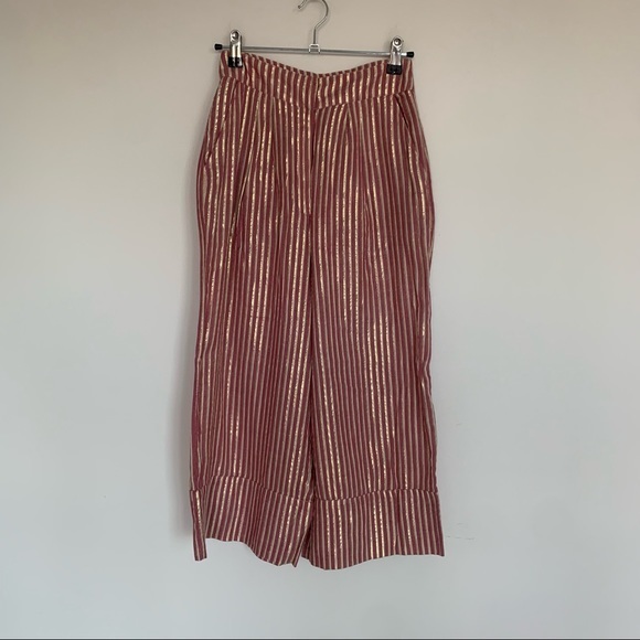 Revolve Tularosa Culotte Pants Strips Pink and Gold - Picture 5 of 13